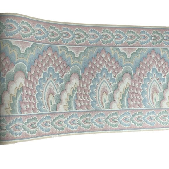 Wallpapers to go Paper Border Chardonnay 5 Yards 4 Rolls Pink Blue Vintage Retro - Picture 1 of 6